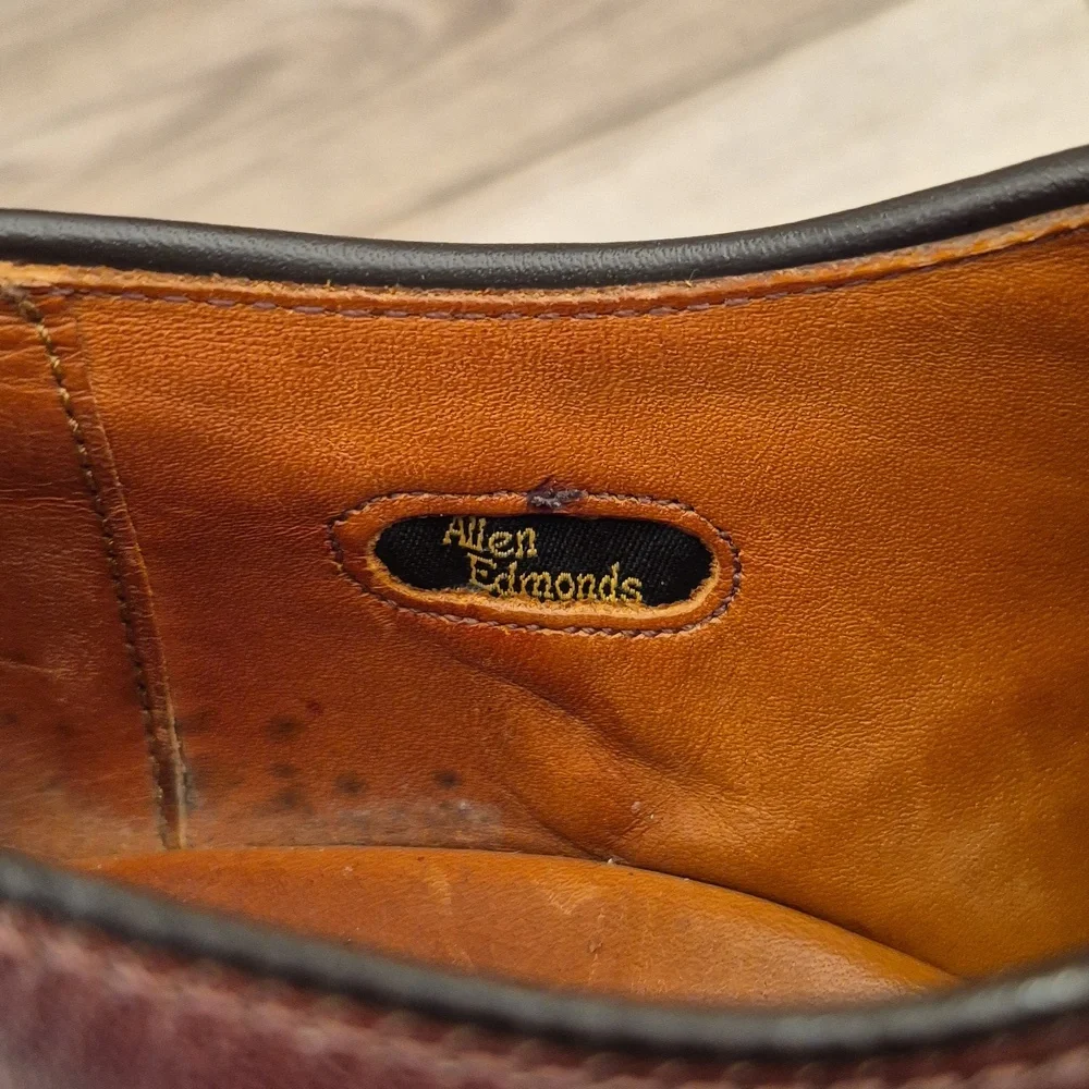 ALLEN EDMONDS‎ Burton Dark Brown Leather Sz 9.5 D Oxfords Mens Dress Shoes